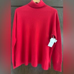 NWT Nordstrom 100% Cashmere Turtleneck Sweater Red